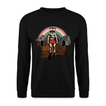 Fitness - Sport Waschbär - Unisex Pullover - Schwarz - Vorne - Alina (178cm) & Michal (187cm)
