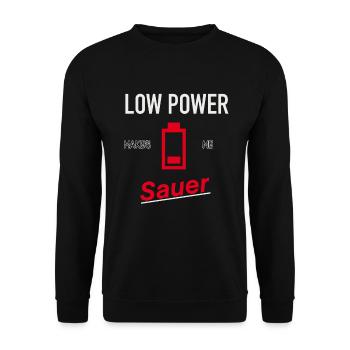 Akku leer - Elektroauto - Unisex Pullover - Schwarz - Vorne - Alina (178cm) & Michal (187cm)