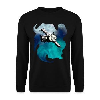 Weltraum Satellit - Unisex Pullover - Schwarz - Vorne - Alina (178cm) & Michal (187cm)