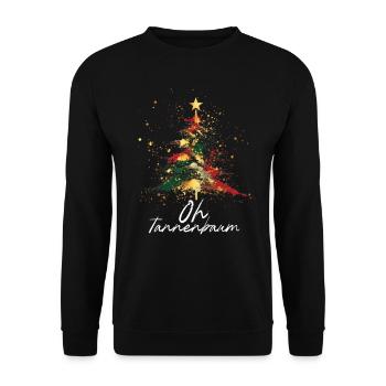 Oh Christmas Tree Colorful Artistic Christmas Tree - Unisex Sweatshirt - black - Front - Alina (178cm) & Michal (187cm)