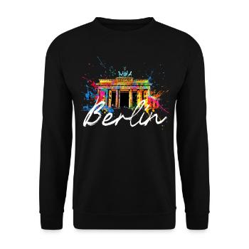 Art coloré Monument de Berlin Porte de Brandebourg - Sweat-shirt Unisexe - noir - Devant - Alina (178cm) & Michal (187cm)
