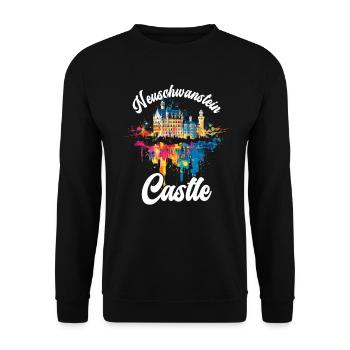 Neuschwanstein Castle Colorful Artistic - Unisex Sweatshirt - black - Front - Alina (178cm) & Michal (187cm)