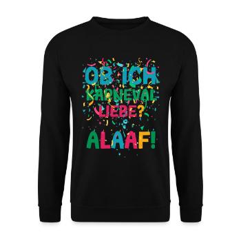 Ob ich Karneval Liebe Alaaf Fastnacht Konfetti - Unisex Pullover - Schwarz - Vorne - Alina (178cm) & Michal (187cm)