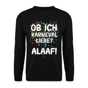 Ob ich Karneval Liebe Alaaf Fastnacht Konfetti - Unisex Pullover - Schwarz - Vorne - Alina (178cm) & Michal (187cm)