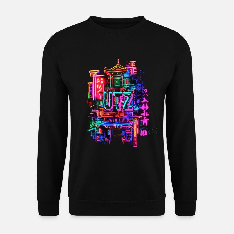 Techno Elektro Asia Schriftzeichen Raver Vaporwave - Unisex Pullover - Schwarz