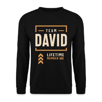 Team David Lifetime Member Funny Name David - Unisex Sweatshirt - black - Front - Alina (178cm) & Michal (187cm)