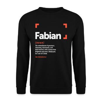 Fabian Definition Personalized Name Fabian - Unisex Sweatshirt - black - Front - Alina (178cm) & Michal (187cm)