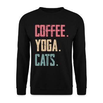 Café Yoga Chats - Sweat-shirt Unisexe - noir - Devant - Alina (178cm) & Michal (187cm)