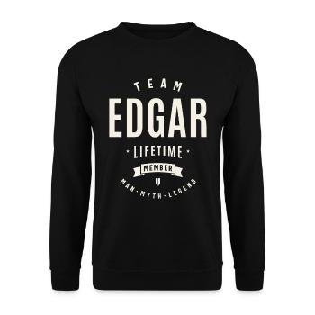 Team Edgar Lifetime Member Funny Name Edgar - Unisex Sweatshirt - black - Front - Alina (178cm) & Michal (187cm)