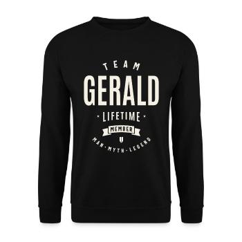 Team Gerald Lifetime Member Funny Name Gerald - Unisex Sweatshirt - black - Front - Alina (178cm) & Michal (187cm)