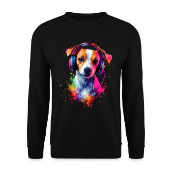 Colorful Artistic Jack Russell Terrier Dog Jacky - Unisex Sweatshirt - black - Front - Alina (178cm) & Michal (187cm)