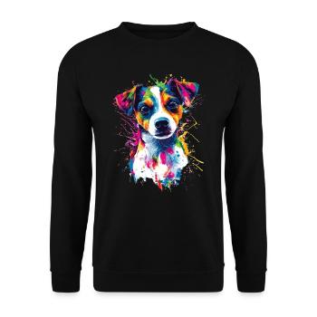 Coloré Artistique Jack Russell Terrier Chien Jacky - Sweat-shirt Unisexe - noir - Devant - Alina (178cm) & Michal (187cm)