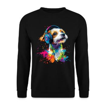 Coloré Artistique Jack Russell Terrier Chien Jacky - Sweat-shirt Unisexe - noir - Devant - Alina (178cm) & Michal (187cm)