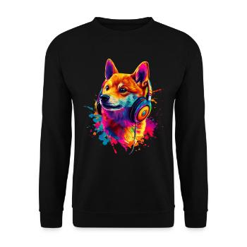 Coloré Artistique Shiba Inu Casque Chiens - Sweat-shirt Unisexe - noir - Devant - Alina (178cm) & Michal (187cm)