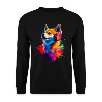 Coloré Artistique Shiba Inu Casque Chiens - Sweat-shirt Unisexe - noir - Devant - Alina (178cm) & Michal (187cm)