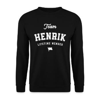 Team Henrik Lifetime Member Funny Name Henrik - Unisex Sweatshirt - black - Front - Alina (178cm) & Michal (187cm)