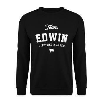 Team Edwin Lifetime Member Funny Name Edwin - Unisex Sweatshirt - black - Front - Alina (178cm) & Michal (187cm)