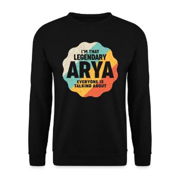 Je suis cette légendaire arya drôle de prénom Arya - Sweat-shirt Unisexe - noir - Devant - Alina (178cm) & Michal (187cm)