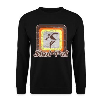 Kugelstoßen Retro - Unisex Pullover - Schwarz - Vorne - Alina (178cm) & Michal (187cm)