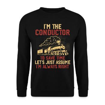 Niedlicher Zugführer Männer Frauen Eisenbahn Zug Liebhaber - Unisex Pullover - Schwarz - Vorne - Alina (178cm) & Michal (187cm)