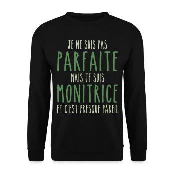 Pas parfaite mais je suis Monitrice - Sweat-shirt Unisexe - noir - Devant - Alina (178cm) & Michal (187cm)