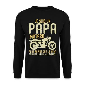 Biker Papa, Motorrad, Vatertagsgeschenk - Unisex Pullover - Schwarz - Vorne - Alina (178cm) & Michal (187cm)