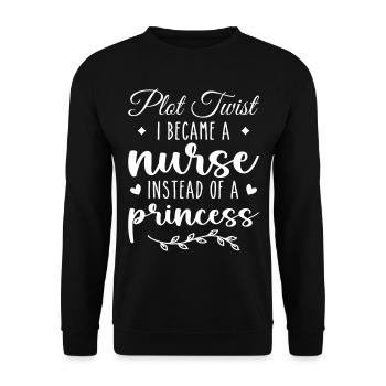 Krankenschwester Nicht Prinzessin Lustige Krankenschwester für Frauen, Mädchen - Unisex Pullover - Schwarz - Vorne - Alina (178cm) & Michal (187cm)