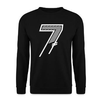 Nummer 7 Sport Trikot 7. Geburtstag - Unisex Pullover - Schwarz - Vorne - Alina (178cm) & Michal (187cm)
