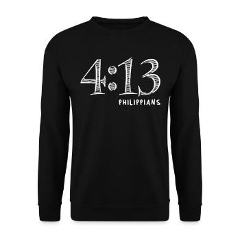 Philippians 4:13 - Christian Quote on Strength - Unisex Sweatshirt - black - Front - Alina (178cm) & Michal (187cm)
