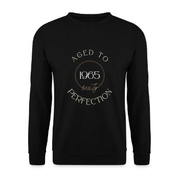 60th Birthday, aged to perfection 1965, gift - Unisex Sweatshirt - black - Front - Alina (178cm) & Michal (187cm)