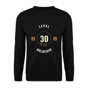 30th Birthday Level thirty unlocked, gift - Unisex Sweatshirt - black - Front - Alina (178cm) & Michal (187cm)