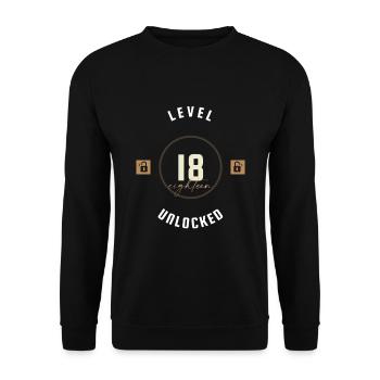 18th Birthday Level eighteen unlocked, gift - Unisex Sweatshirt - black - Front - Alina (178cm) & Michal (187cm)