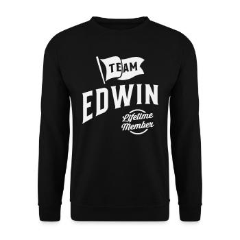 Team Edwin Lifetime Member Personalized Name Edwin - Unisex Sweatshirt - black - Front - Alina (178cm) & Michal (187cm)