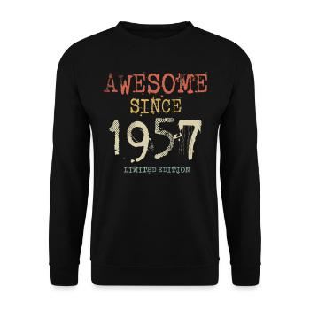 Awesome Since 1957 Birthday Retro - Unisex Sweatshirt - black - Front - Alina (178cm) & Michal (187cm)