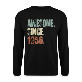 Awesome Since 1956 Birthday Retro - Unisex Sweatshirt - black - Front - Alina (178cm) & Michal (187cm)