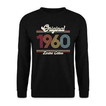 Original 1960 - 65 Geburtstag Männer Frauen Retro - Unisex Pullover - Schwarz - Vorne - Alina (178cm) & Michal (187cm)
