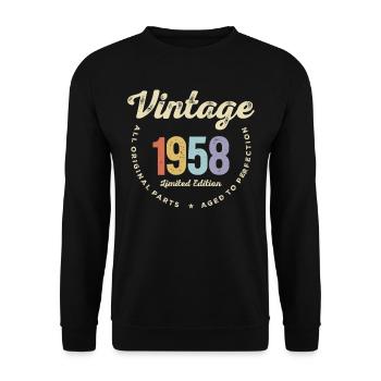 Retro Vintage 1958 - 67 Birthday - Unisex Sweatshirt - black - Front - Alina (178cm) & Michal (187cm)