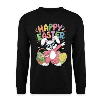 Dabbing Rabbit Happy Easter Day Eggs Dab Design - Unisex Pullover - Schwarz - Vorne - Alina (178cm) & Michal (187cm)