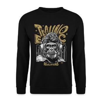 Affe Shirt: Techno-Vibes für Streetwear-Fans - Unisex Pullover - Schwarz - Vorne - Alina (178cm) & Michal (187cm)
