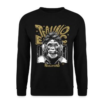 Gorilla Shirt – Ecstasy in Techno Worlds - Unisex Sweatshirt - black - Front - Alina (178cm) & Michal (187cm)