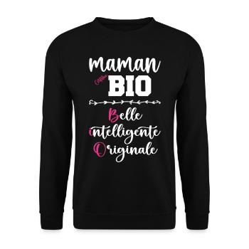 Cadeau maman personnalisé humour fête des mères - Sweat-shirt Unisexe - noir - Devant - Alina (178cm) & Michal (187cm)