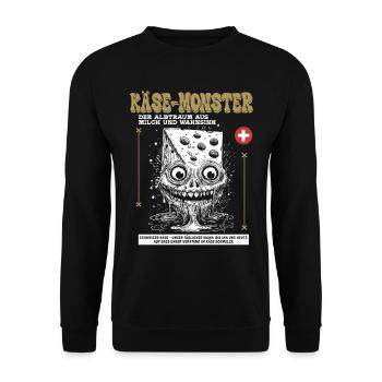 Schweizer Käse-Horror Shirt: Albtraum schmilzt - Unisex Pullover - Schwarz - Vorne - Alina (178cm) & Michal (187cm)