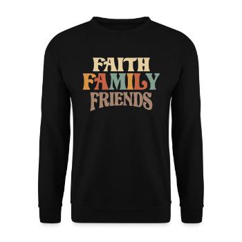Glaube Familie Freunde Christliches Motto - Unisex Pullover - Schwarz - Vorne - Alina (178cm) & Michal (187cm)