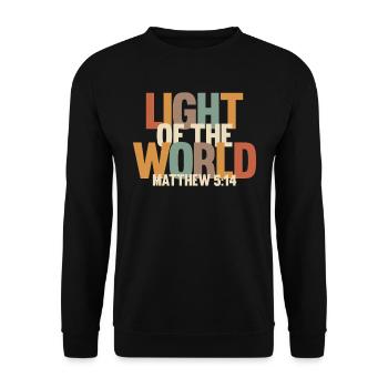 Licht der Welt - Matthäus 5,14 - Unisex Pullover - Schwarz - Vorne - Alina (178cm) & Michal (187cm)
