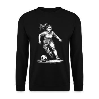 Footballer Shirt: Midfielder with vision - Unisex Sweatshirt - black - Front - Alina (178cm) & Michal (187cm)