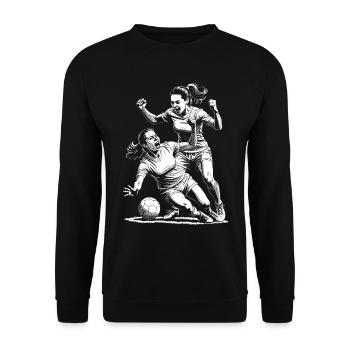 Duel! Maillot de foot femme pour les vainqueurs ! - Sweat-shirt Unisexe - noir - Devant - Alina (178cm) & Michal (187cm)