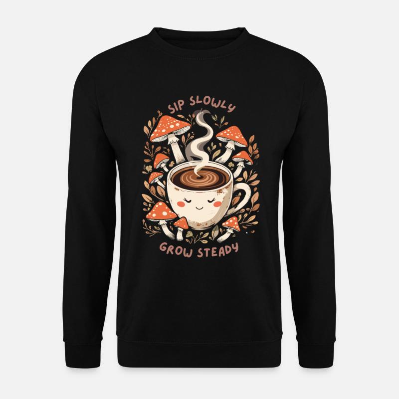 Kaffee - Pilze Spruch - Unisex Pullover - Schwarz