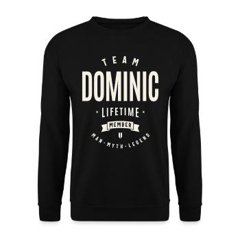 Team Dominic Lifetime Member Funny Name Dominic - Unisex Sweatshirt - black - Front - Alina (178cm) & Michal (187cm)