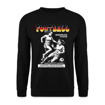 Deutscher Frauenfußball Shirt: Spielfreude pur - Unisex Pullover - Schwarz - Vorne - Alina (178cm) & Michal (187cm)