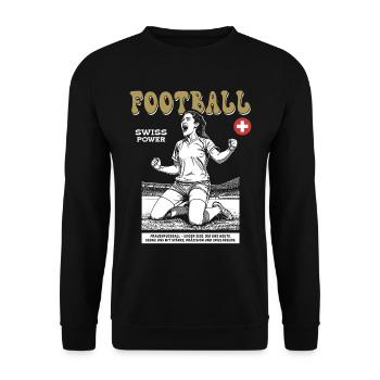 Swiss Fußballspielerin Shirt: Taktik und Timing - Unisex Pullover - Schwarz - Vorne - Alina (178cm) & Michal (187cm)
